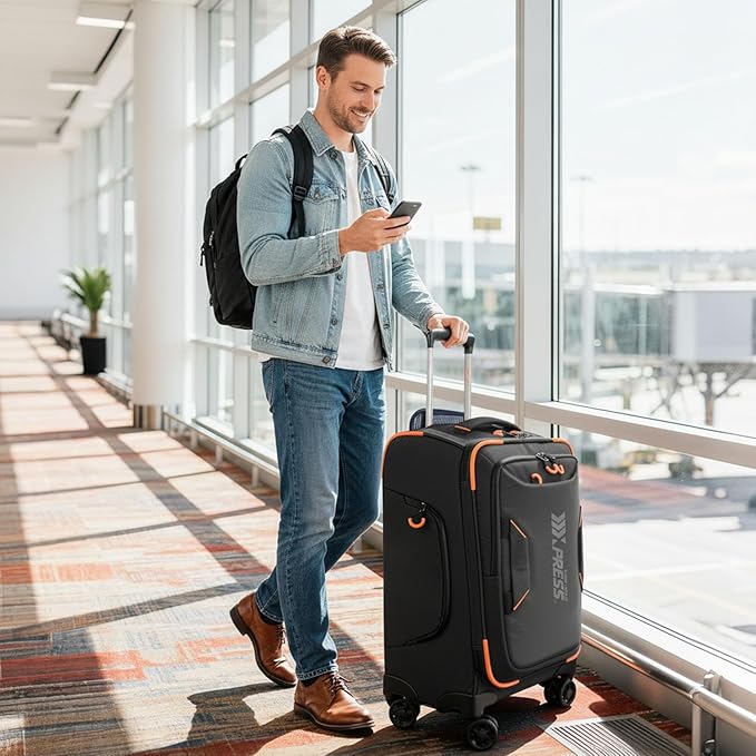 30'' Large Softside Suitcase,Luggage w/Spinner Wheels,Waterproof,Lightweight Travel Suitcase for Men/Women（Black,30in）