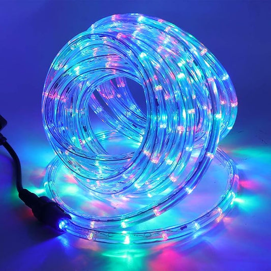 328ft 2-Wire Waterproof LED Rope Light Kit, 1/2" Rope Light Outdoor, 110V-120V PVC 30 LED/M Tube Lights Strip for Background Lighting, Outdoor Decorative Lighting, Christmas(Multi-Color)