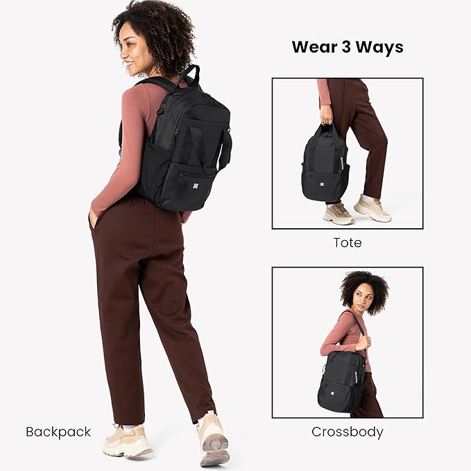 Sherpani Camden, Convertible Backpack, 3 in 1 Tote Bag, 18L Travel Backpack, Crossbody Bag for Women, Cross Body Purse, Travel Gifts, RFID Protection, Fits 13” Laptop (Raven Heritage)
