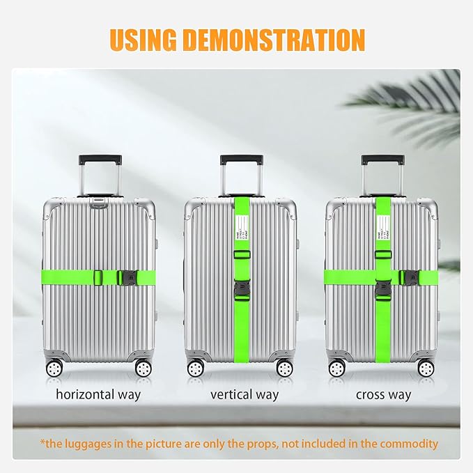 BILIONE Luggage Straps Adjustable Suitcase Belt, Lockable Against Accidental Opening, Easy to Identify Travel Accessories, Add a Bag Connector Holds Suitcase Together (4, Blue+Orange+Rose Pink+Green)