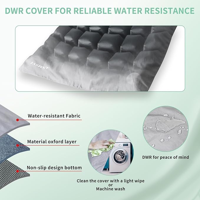 3D Air Inflatable Seat Cushion for Wheelchair & Office Chair - Adjustable Firmness Pad for Sciatica, Tailbone & Lower Back Pain Relief - Breathable, Anti-Slip, Washable Cover (18x16)