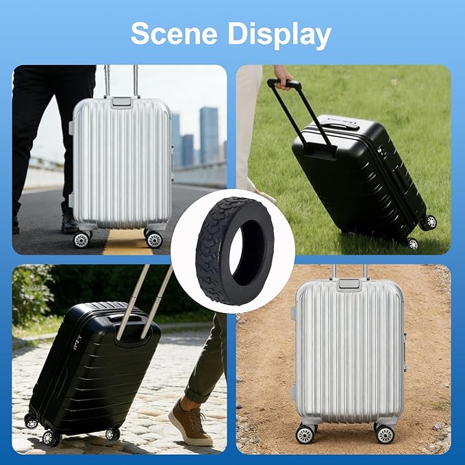 Luggage Wheel Covers, Luggage Wheel Protector Covers for 2-2.4 inches Wheels Suitcases，Anti-Scratch & Noise Reduction Design, Silicone MaterialDurable Travel Case Accessories (8, Yellow)