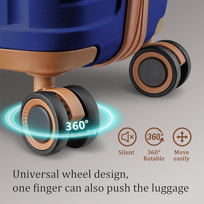 Joyway Luggage Sets 6 Piece PP Hardside Carry on Suitcase with Spinner Wheels and TSA Lock for Travel, Blue