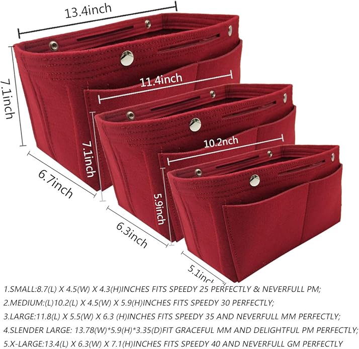 LEXSION Felt Purse Organizer Insert - Multi Pocket Bag in Bag Organizer Shaper