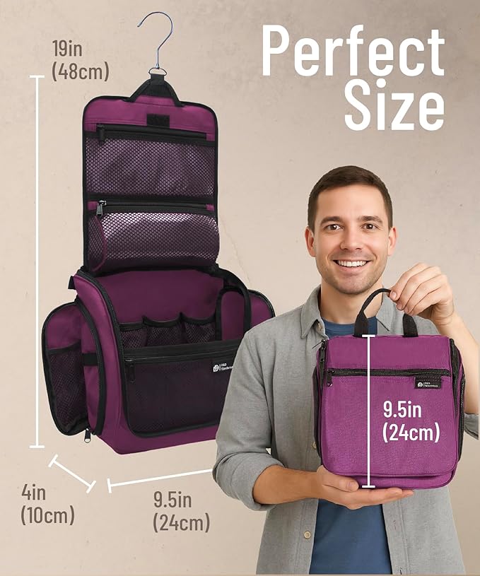 D&D Wanderlust D&D Hanging Travel Toiletry Bag for Men and Women – Cosmetics, Makeup and Toiletries Organizer Kit with 10 Compartments