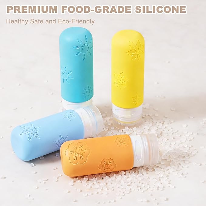 16 Pack Travel Bottles for Toiletries, Silicone TSA Approved-Containers for Toiletries, 3oz Silicone Travel Bottles Set Leak Proof Refillable Liquid, Shampoo and Conditioner Travel Toiletry Bottles