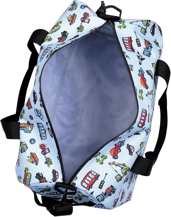 Kids Duffle Bag Overnight Bags for Boys and Girls Weekender Sleepover Carry-On Tote for Traveling Gym Sport Dance (Trucks)