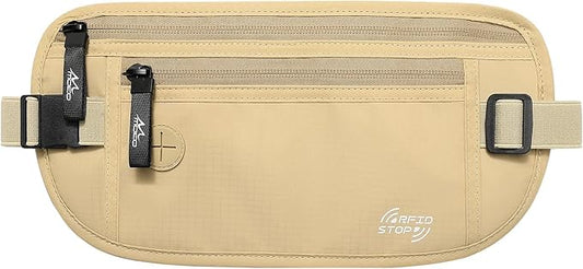 MoKo Secure Travel Money Belt, Undercover Hidden RFID Blocking Travel Wallet, Anti-Theft Passport Wallets for Men Women