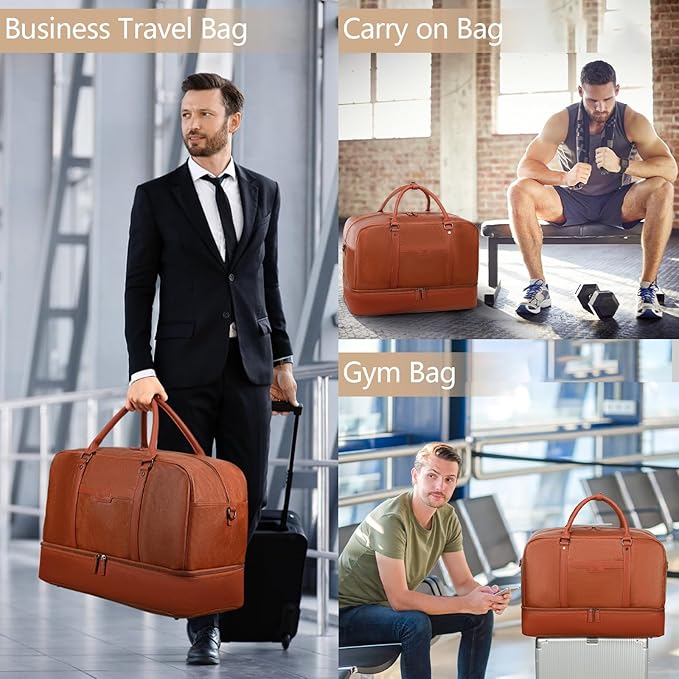 Wogarl Weekender Bag for Women Men Large Overnight Bag Travel Duffel Bag with Shoe Compartment Toiletry Satchel Bag Carry On Bag Fit 21" Laptop
