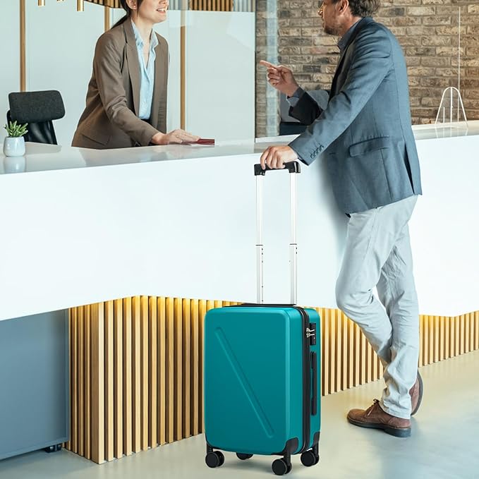 MILADA 20 Inch Carry On Luggage, 22x14x9 Airline Approved Hard Shell Carry On Suitcase with Wheels, TSA Approved Lock, Lightweight Hard Case Travel Luggage, Caribbean Blue