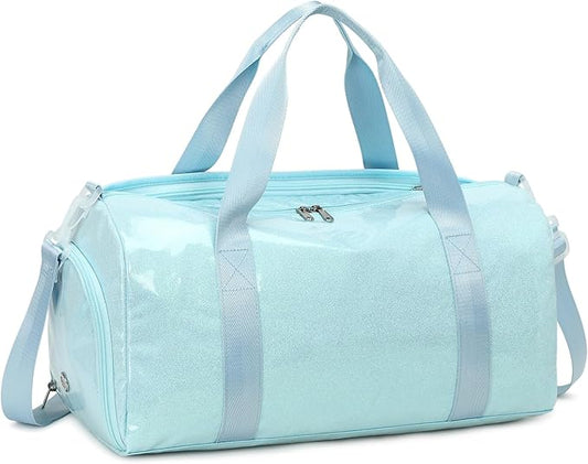 BTOOP Duffle Bag for Girls Kids Gym Sports Women Workout Travel Bag Weekender with Shoe Compartment and Wet Pocket (Blue)