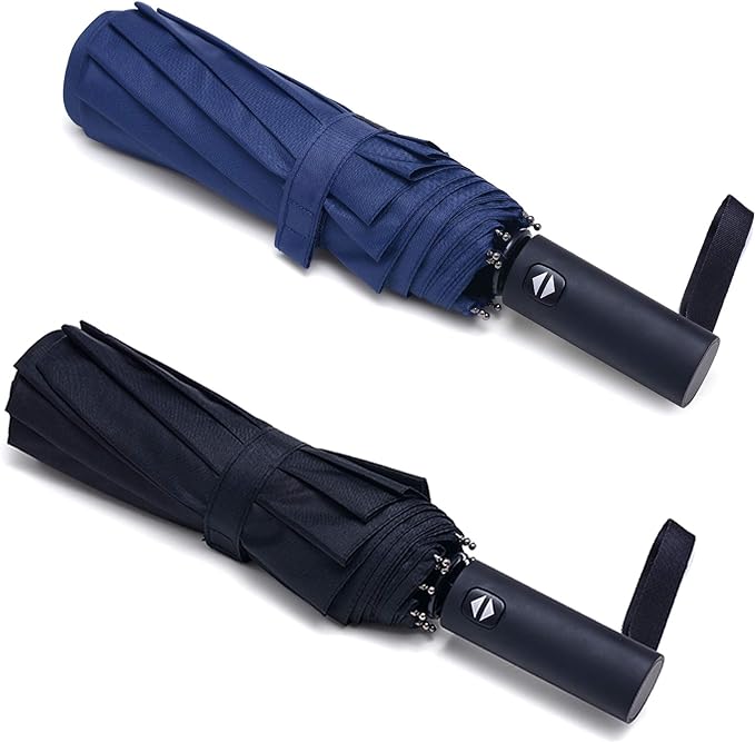 PFFY 2 Packs Travel Umbrella Windproof Auto Open & Close Collapsible Folding Small Compact Backpack Car travel Essentials Purse Umbrellas for Rain