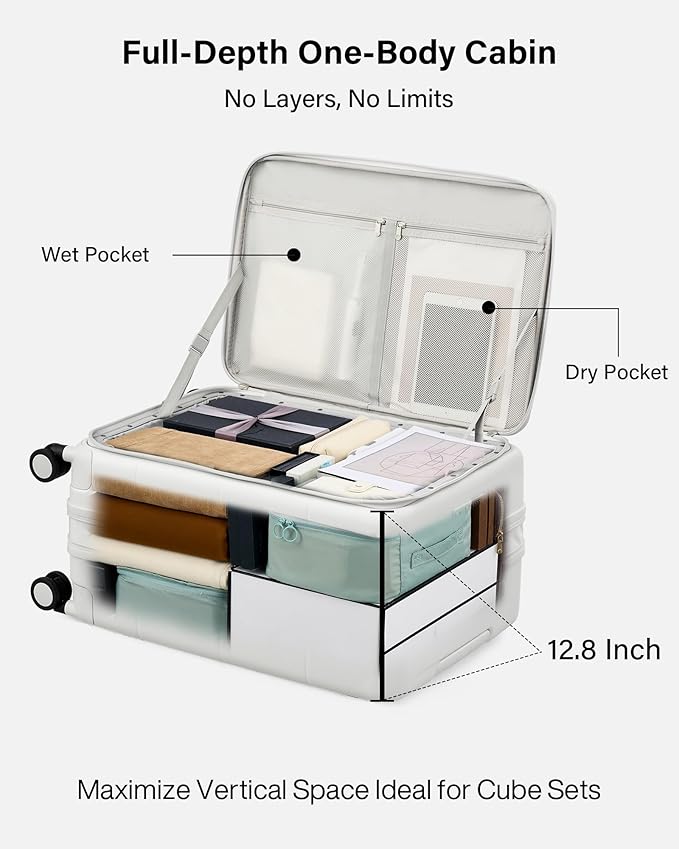 Hanke Hardside Expandable Checked Luggage, 24 Inch Top Opening Trunk Luggages with Spinner Wheels, All-PC Hard Shell Suitcase, Lightweight TSA Checked-Medium(Smoke White, 83L)
