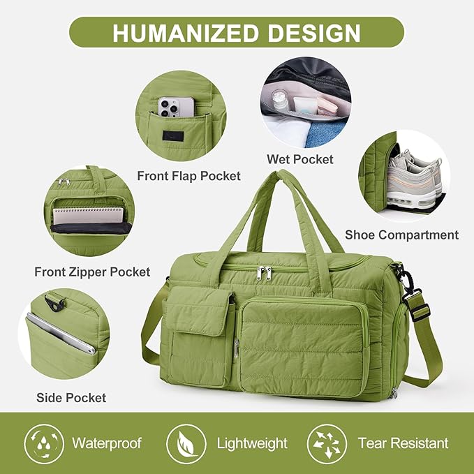 Small Gym Bag for Women, Travel Duffle Bag Carry On Weekender Bag with Shoe Compartment