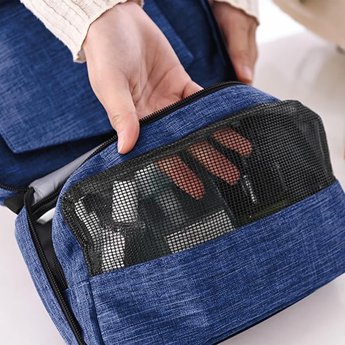 Travel toilet bag is used to store toiletries, Suitable for short-term travel use hanging toilet bag (Navy blue)