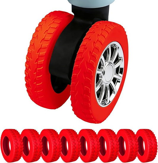 8Pcs Luggage Wheel Covers,Silicone Suitcase Cover for 2-2.4'' Spinner Wheel, Carry On Luggage Wheels Protector,Upgrade Suitcase Wheels Protective,Essential Travel Accessories (Red)