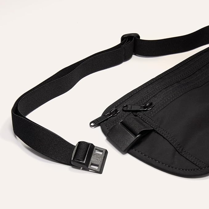 Pander RFID Blocking Travel Money Belt – Hidden Waist Pouch for Passport, Cash, Cards, Slim Belt Bag for Men and Women,