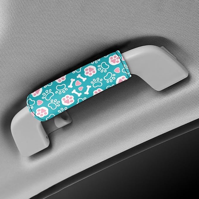 BIGCARJOB Lovely Paw Print Luggage Handle Wraps Set for Suitcase,2 Pieces Kawai Footprint Door Handle Protection Sleeve Covers Car Grab Handle Wraps Luggage Handle Tags Travel Accessories
