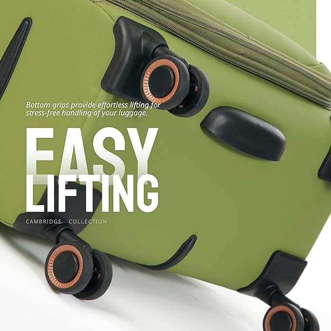 Verage Cambridge Lightweight Carry On Luggage,Softside Expandable Suitcase with Spinner Wheel (20-Inch, FERN GREEN)