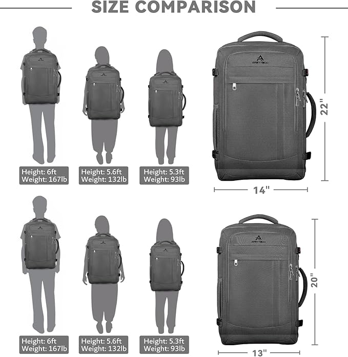 60L Travel Laptop Backpack for Men, Extra Large Backpack, Big Capacity Carry On Backpack, 18-19 Inch Laptop Backpack Water Resistant Luggage Computer Daypack College Bag, Grey