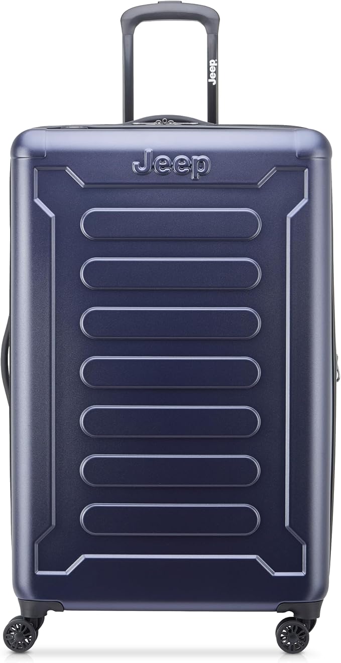 Jeep JH004C Hardside Expandable Luggage with Spinner Wheels, Peacoat Navy, Checked-Large 28 Inch