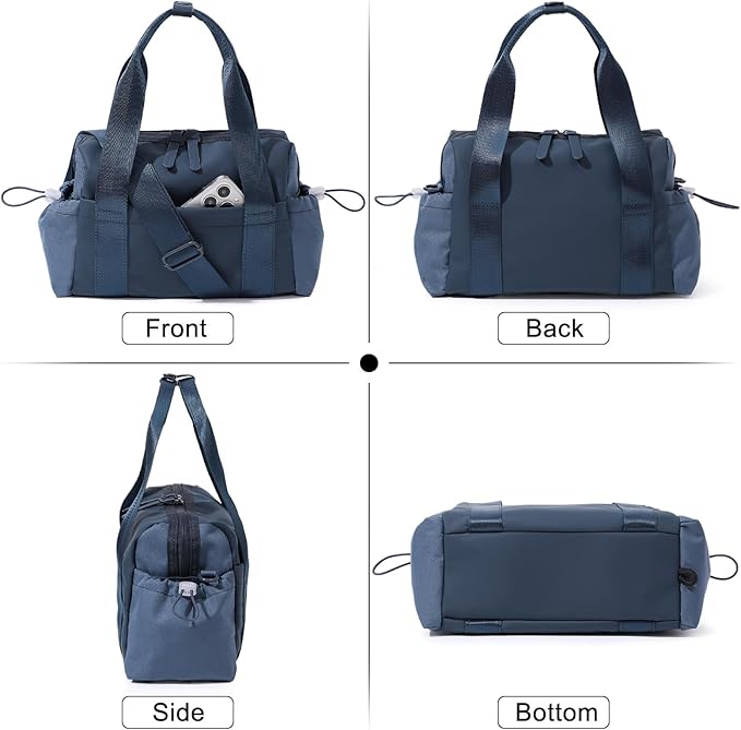Small Gym Bag for Women, Mini Crossbody Gym Duffle Bag with Wet Compartment, Carry on Gym Tote Bag for Workout Dance Sport Travel (Mini-Blue)