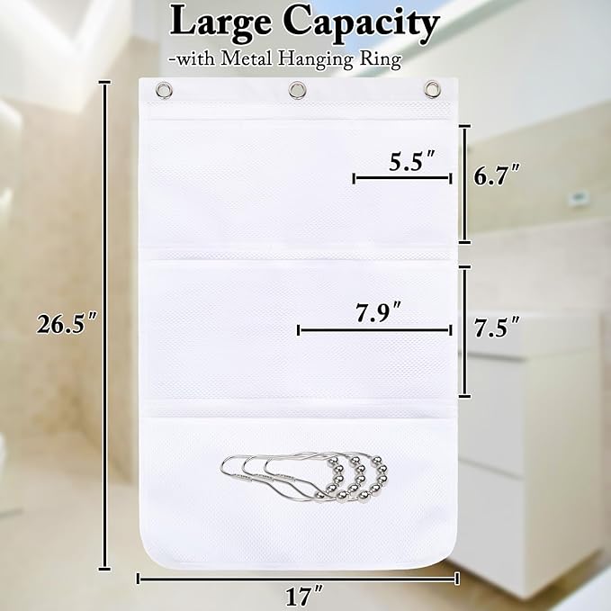 Fammart Mesh Shower Caddy Hanging, Quick-Drying Shower Organizer with 7 Pockets, Portable Bathroom Organizers and Storage for Shampoo, Soap, Loofah, Travel, and Cruise Essentials