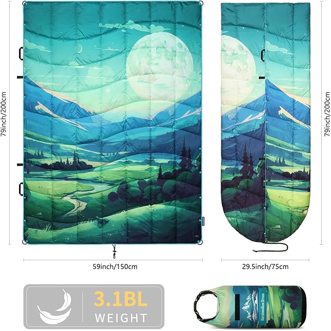 Camping Blanket, Puffy Blankets Lightweight Windproof Resistant for Outdoors,Hiking, Backpacking,Car,Picnic,Stadium