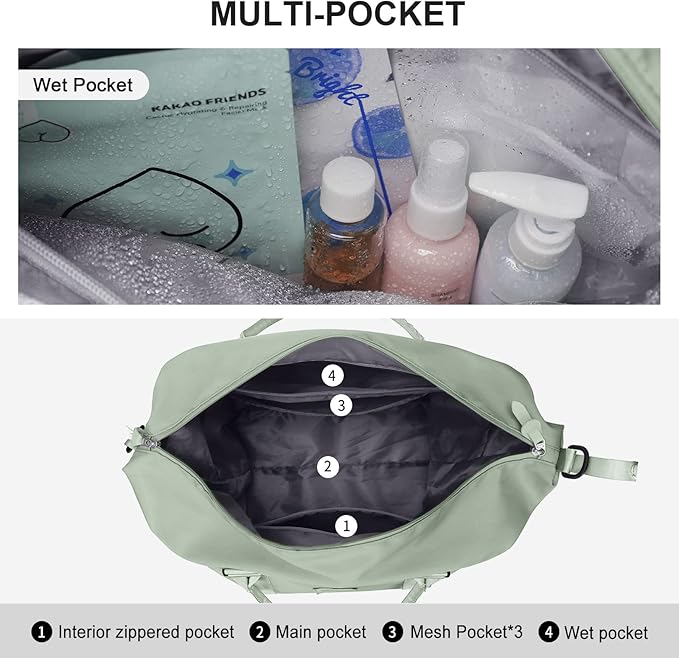 HYC00 Travel Duffel Bag,Carry-on Overnight Weekender Bags for Women,Sports Tote Gym Bag with Wet Pocket