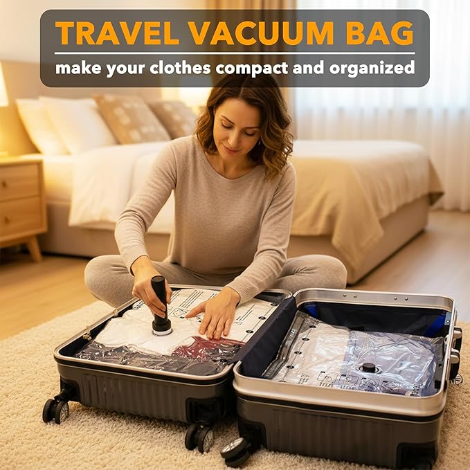 SpaceAid Travel Vacuum Bags for Luggage with Electric Pump, 21 Pack Vacuum Seal Bags for Clothing Travel, Space Saver Compression Bag for Backpack and Suitcase