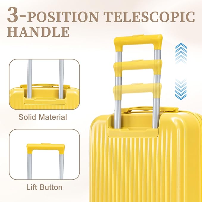 Hardside Luggage, Durable Suitcase with Spinner Wheels, 20/14 Inch