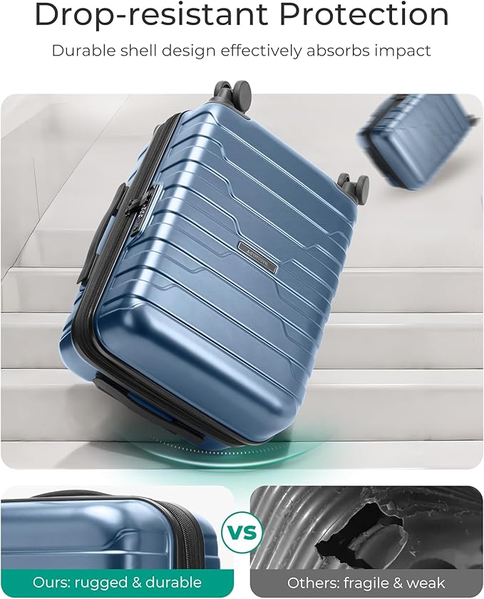 BAGSMART Carry On Luggage 19 L x14 W x9 H Airline Approved with Spinner Wheels, Lightweight 20 Inch Luggage with TSA Lock, Expandable Hard Shell Carry On Suitcases for Men Women, Royal Blue