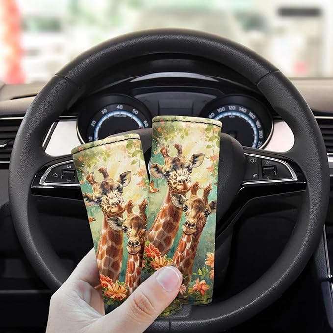 BIGCARJOB Giraffe Luggage Handle Wrap Set for Suitcase 2 Pack Animal Print Suitcase Identifier Protective Cover Trolley Case Grip Replacement Luggage Handle Cover Travel Bags
