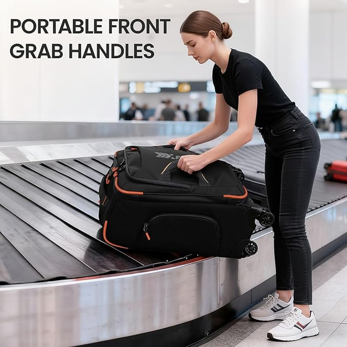 3-Piece Softside Upright Luggage Set with Front Open Pocket, Lightweight and Waterproof Durable Suitcase Sets Double Spinner Wheels（Black, 22in/26in/30in）