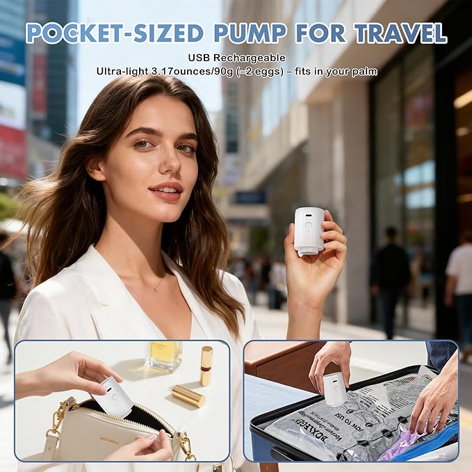 BoxLegend 20 Pack Travel Vacuum Storage Bags with Wireless USB Electric Pump (1200mAh) 4 Sizes for Luggage, Suitcase & Backpack Must-Have Travel Essentials Save 80% Space for Clothes & Packing