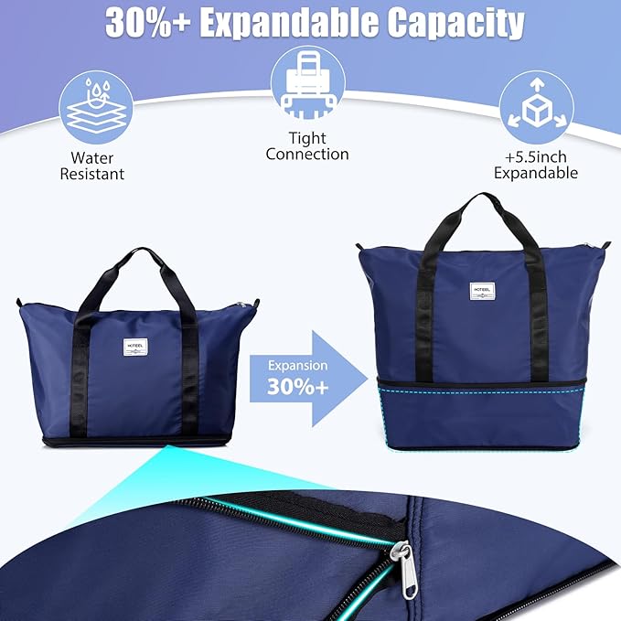 Hoteel Luggage Sets 3 Piece ABS+PC Hardside, 4-Year Warranty, Luggage Set with Dual-Spinner Wheels, TSA Lock, Lightweight Carry on Luggage, 20" Suitcase with Duffel & Organizer, Dark Blue