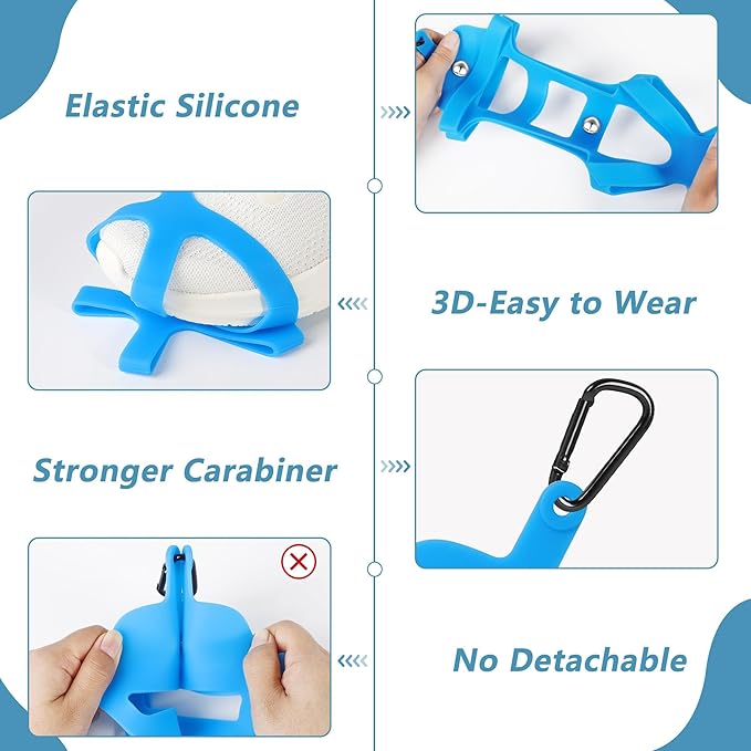 Shoe Holster for Backpack, takyu Shoe Holder with Backpack Clips for Cleat Bag, Shoe Clips Sports and Outdoor Accessories for Climbing Trip Carrying Extra Shoes (Blue)