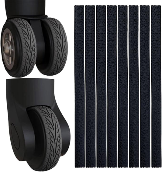 Luggage Wheel Covers Luggage Wheel Protector 8 Pcs Silent Noise Reduction Shock Absorbing Caster Cover for Carry-on Luggage with Wheels (Black)