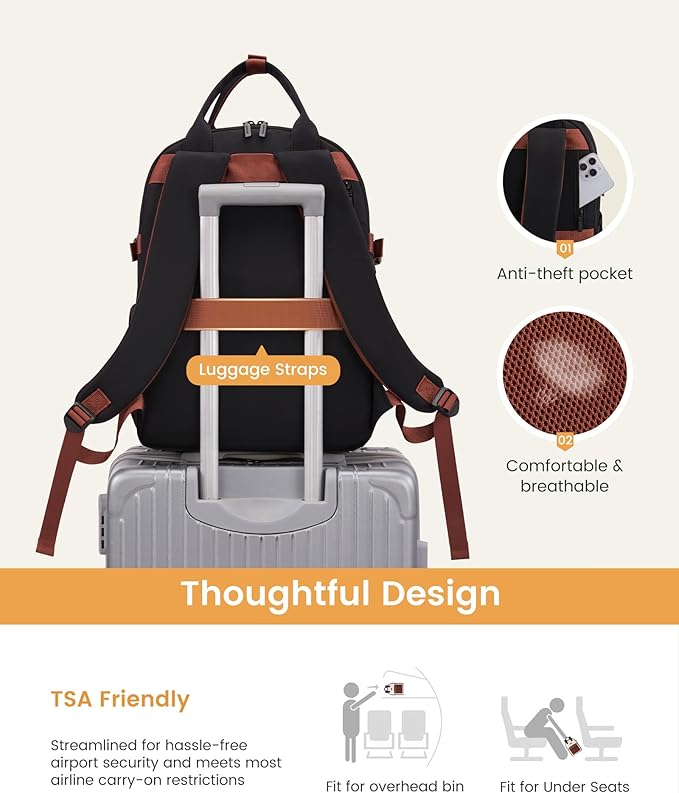 LOVEVOOK Laptop Backpack for Women - Stylish Work Backpack with Large Cup Holder, Waterproof College Teacher Backpack, Beige-Khaki, 17Inch