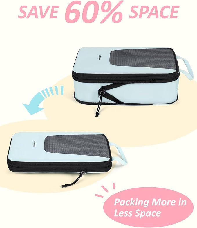 BAGSMART Compression Packing Cubes for Travel, 6/5/4set Lightweight Packing Organizers, Summer Travel Essentials Suitcase Organizer Bags Set