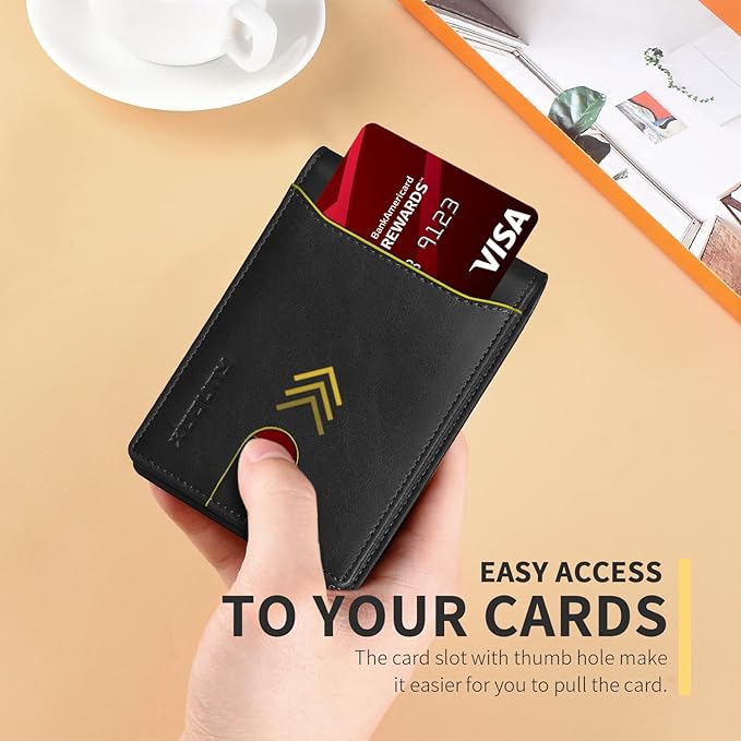 RUNBOX Wallet for Men Slim 11 Credit Card Holder Slots Leather RFID Blocking Small Thin Men's Wallet Bifold Minimalist Front Pocket Large Capacity Gift Box