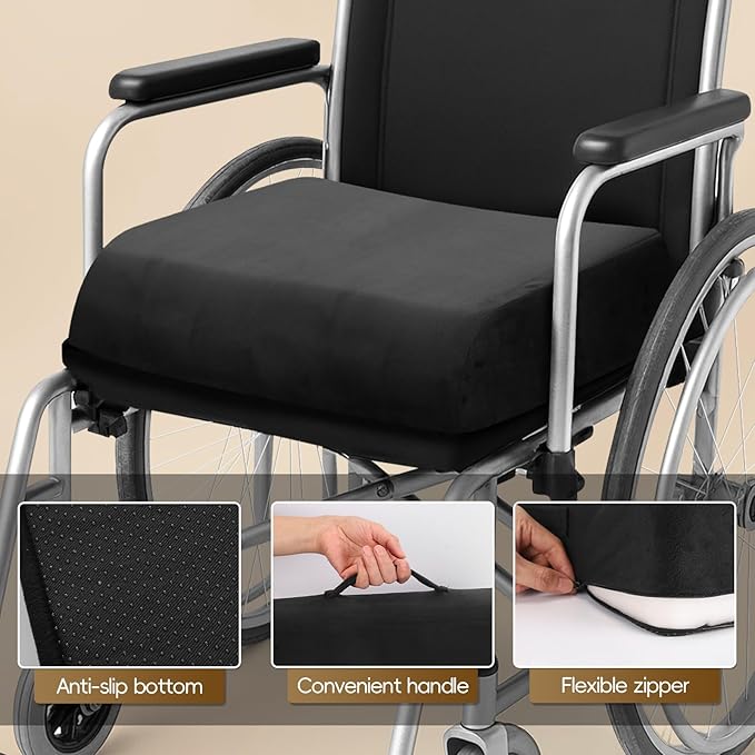 Chair Cushion for Elderly – 4" Thick Booster Seat Cushion for Easy Rise, Dual-Layer Foam Seat Cushion for Wheelchair, Office Chair, Couch & Car (18"x16")