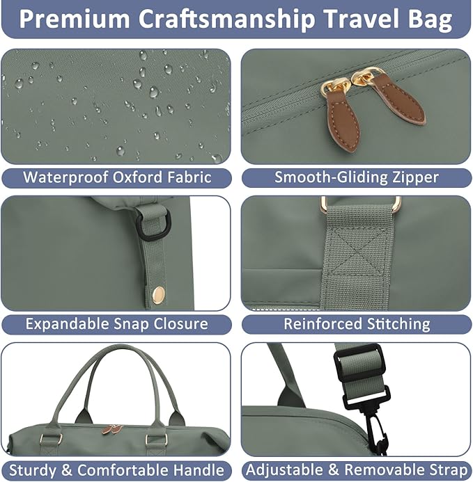 Travel Duffle Bag for Women, Weekender Bags, Hospital Bag for Labor Delivery, Lightweight Tote Duffel Overnight Bag with Luggage Sleeve,Airplane Travel Bags (Army Green, Large)