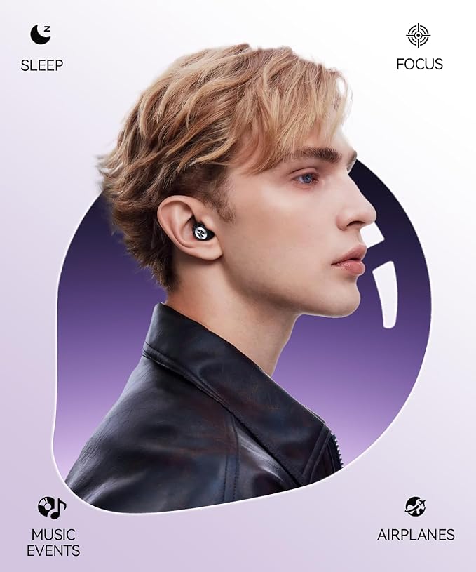 Ear Plugs for Sleeping 50dB Earplugs Noise Cancelling Ear Plugs for Noise Reduction Concerts Soft Reusable Silicone Earplugs for Snoring Side Sleepers Shooting Airplanes with 7 Eartips Case MatteBlack