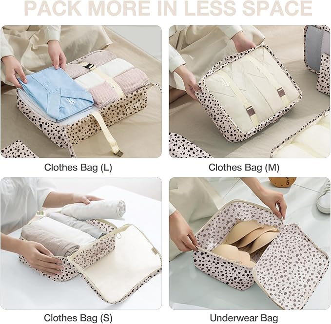 8 Set Packing Cubes for Suitcases, Packing Cube with Shoe, Cosmetics, Clothing, and Accessories Bags Packing Cubes for Travel Luggage Organizer(Leopard)