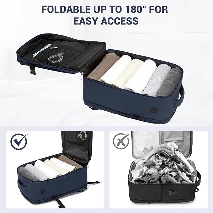 Kono Airline Approved Suitcase Set 3 Piece Luggage Set Lightweight Carry On Travel Luggage, TSA Lock Spinner Wheels Hardshell (Navy/Brown, (BP/20))
