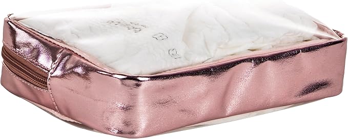 TSA Approved 5-Piece Diaper Bag Organizer Pouch Set Clear Waterproof TPU Kids Toiletry Storage Set Travel Packing Clutch Cube Bags for Baby Nursing(Gose gold leather)