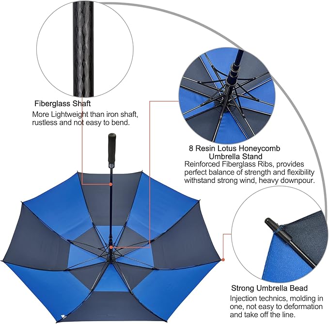 G4Free 47/54/62/68/72 Inch Automatic Open Golf Umbrella Oversize Extra Large Double Canopy Vented Windproof Waterproof Stick Umbrellas