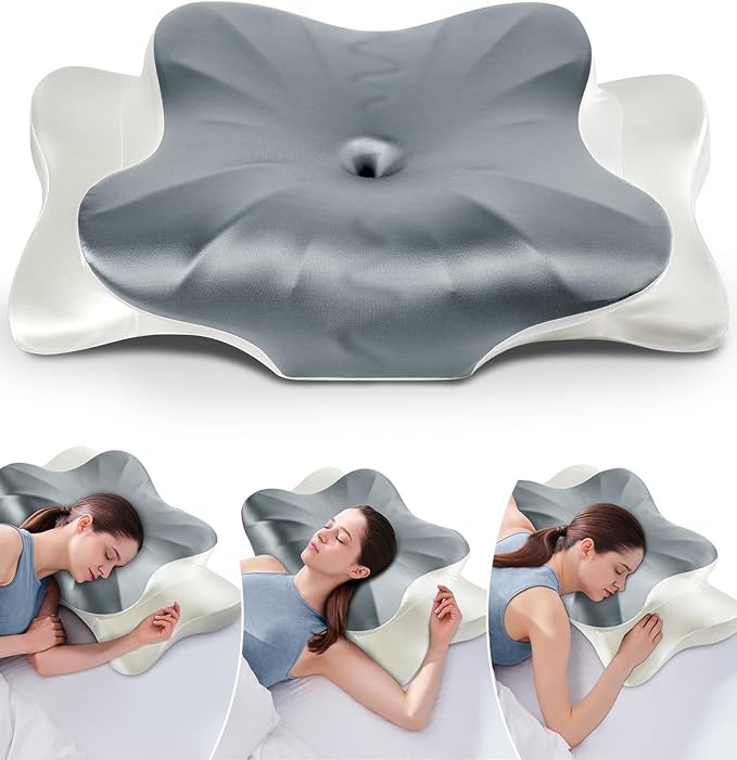 DONAMA Cervical Pillow for Neck and Shoulder Pain Relief, Cooling Contour Memory Foam Pillow, Dual-Height Ergonomic Neck Support Pillow for Side Back Stomach Sleepers with Removable Pillowcase