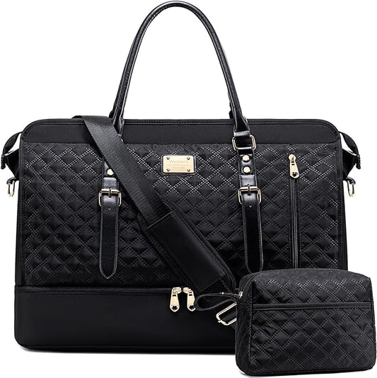 Weitars Weekender Bag Overnight Bags for Women,Duffel Bags for Travel Gym with Shoe Compartment with Toiletry Bags, Large Carry On Hospital Bag for Women Weekend,Getaway,Sport,Workout (Black)